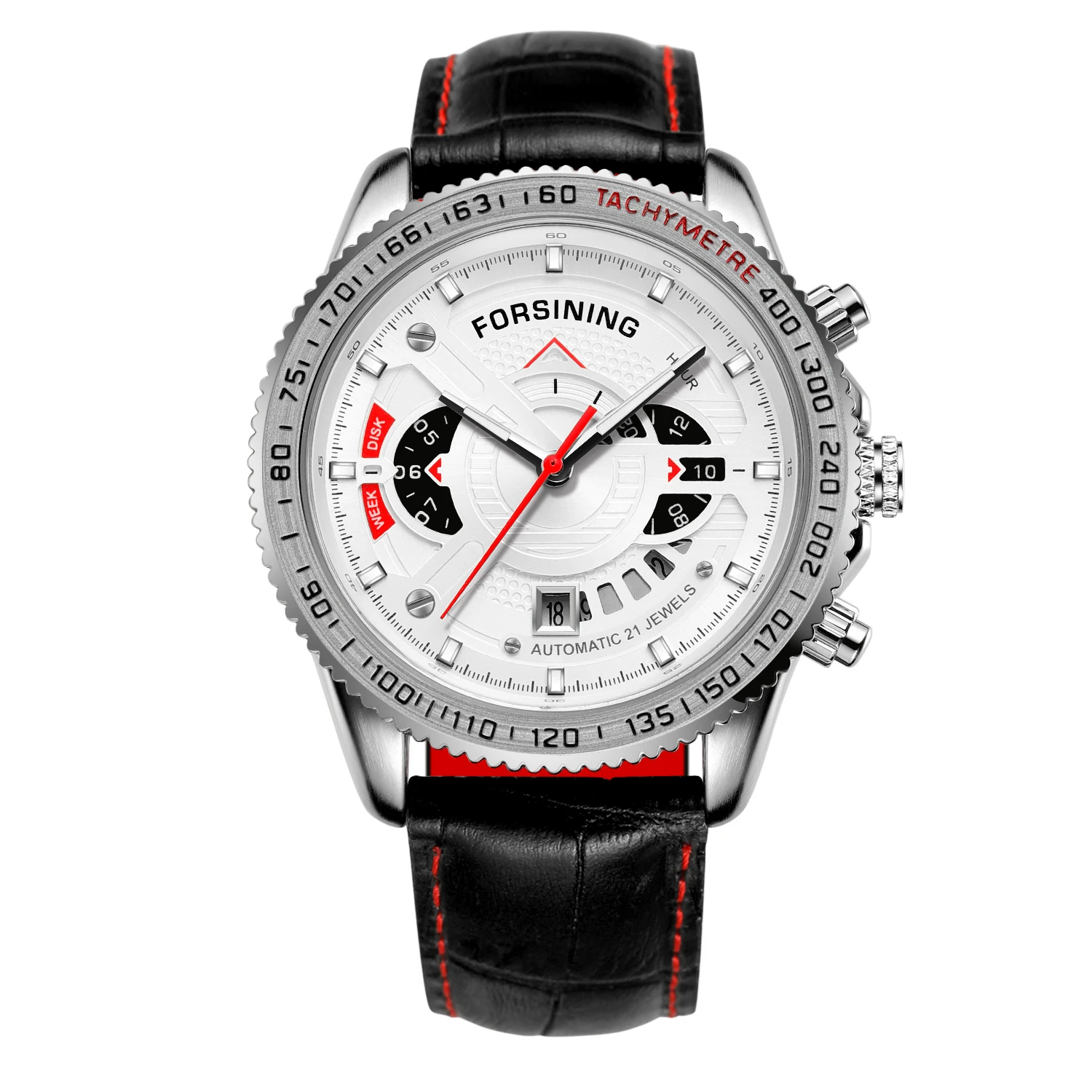 FORSINING FSG8206 Popular Shenzhen Gents Quartz Watch Exclusive PU Leather Strap Waterproof Calender Moq 1 Travel Watch Kit