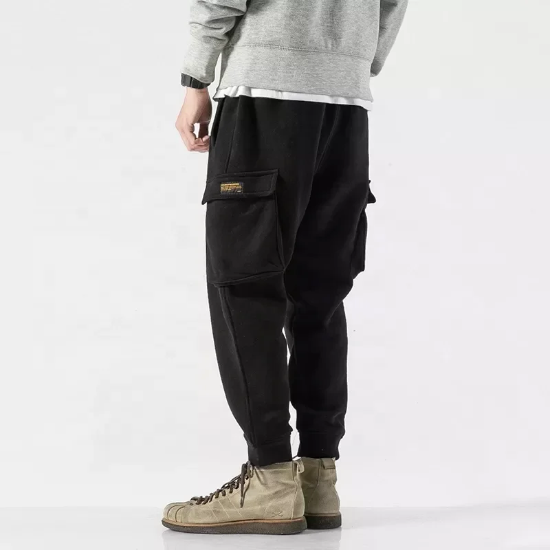 JL1128A New Style Winter Mens Fleece Cargo Sweatpants Plus Size Street Wear Sweat Pants Baggy Joggers for Men