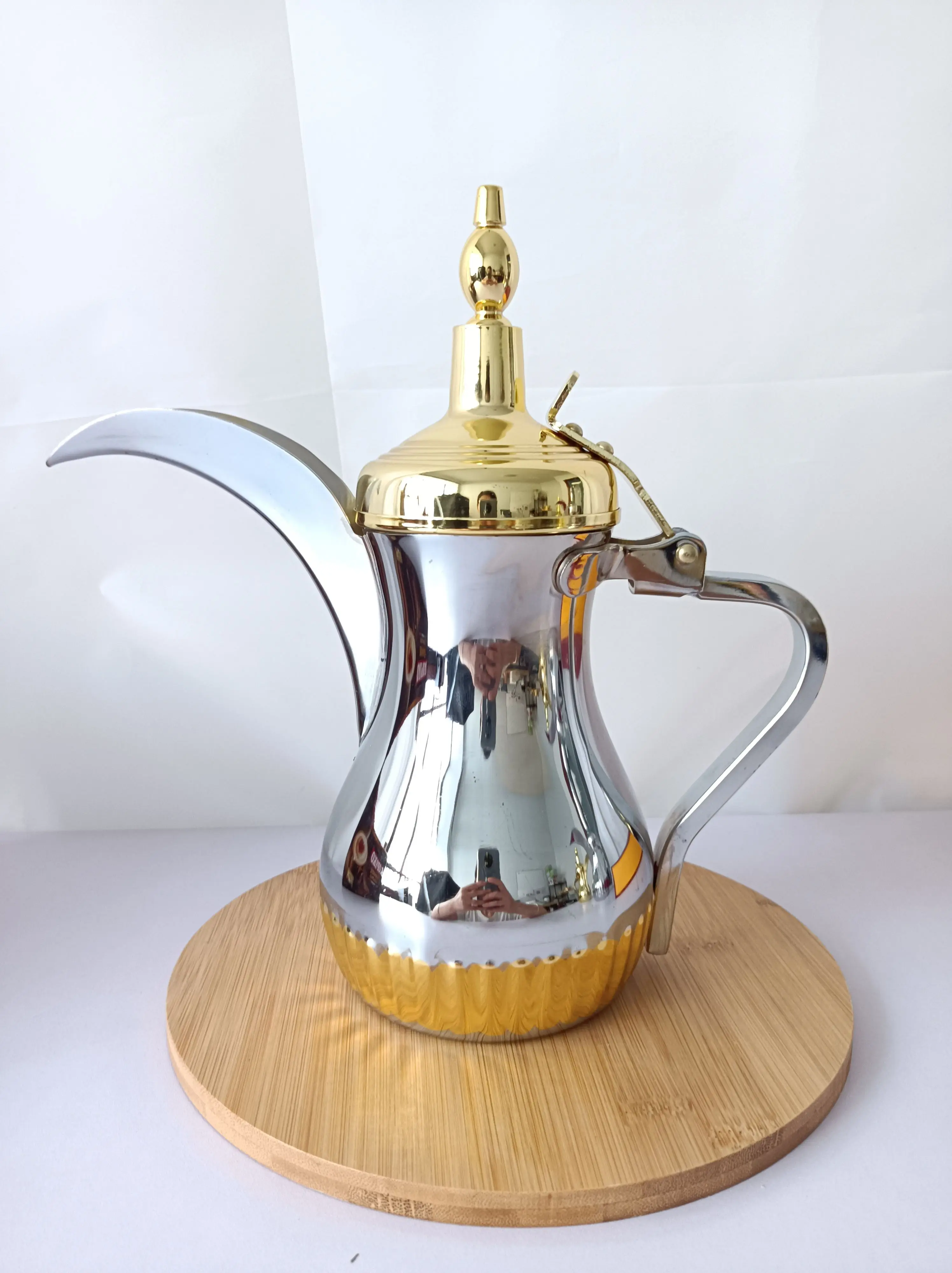 12oz/26oz Arabic Coffee Pot Stainless Steel Dallah Kettle Sliver