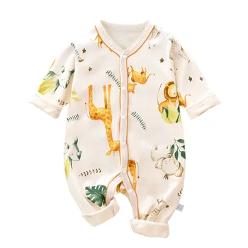 Newborn Jumpsuit Long-sleeved Spring and Autumn Clothes Baby Clothes Pajamas Baby Climbing Clothes home&outer wear