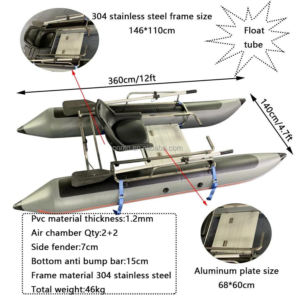 Heavy Duty Motorized Inflatable Floating Fishing River Catamaran Float