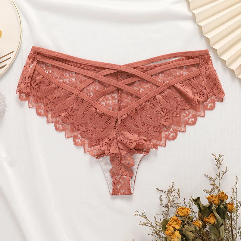 Womens Lace Stretch Hipster Underwear Back Cross Bandage Bikini Lace Underwear Buy Red Lace 5309