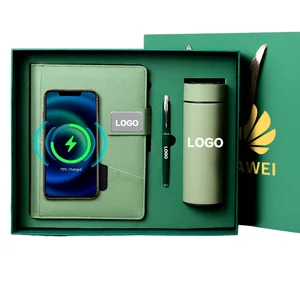 Custom A5 Notebooks Agenda Planner Gift Set Business PU Leather Embossed Hardcover Journal Diary Logo for Note Taking