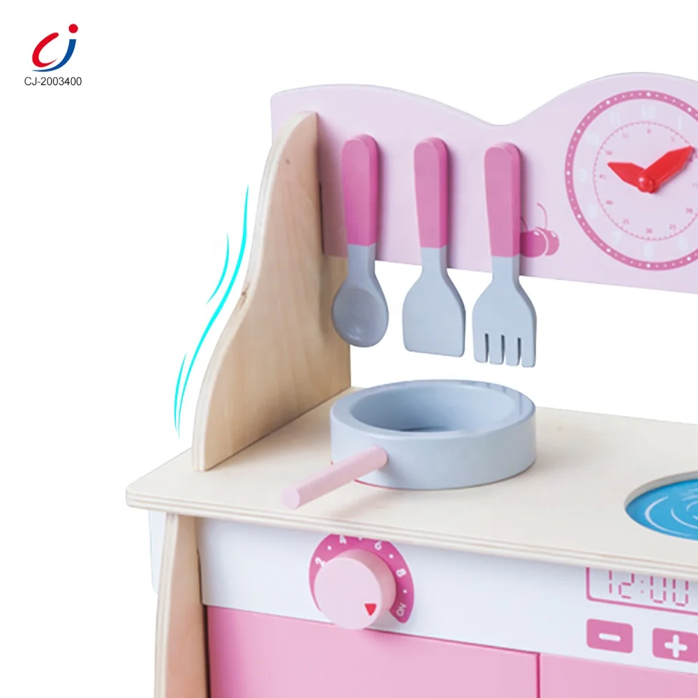 Обучающая игрушка для ролевых игр кухонная посуда плита приготовления пищи деревянный розовый кухонный набор