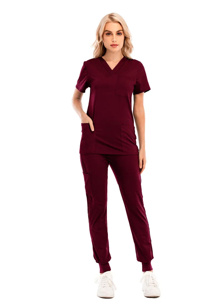 Hospital uniform V-neck womens tulip scrubs set | inoava.com