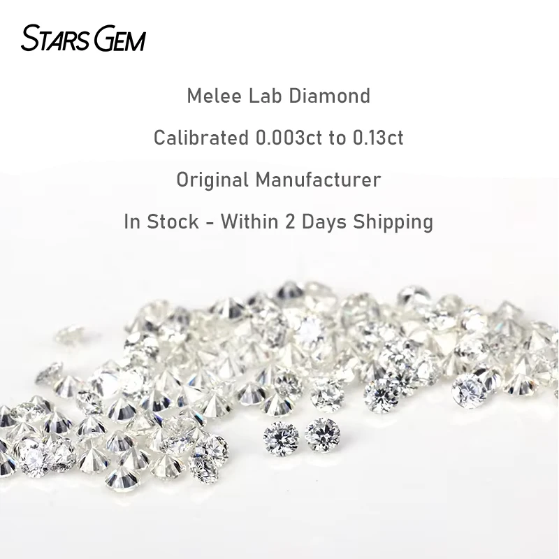 1ct/Bag Melee Lab-Grown Diamonds Small Size 0.003ct - 0.1ct DEF VVS/VS  Synthetic Diamond Price Per Carat Loose Lab Diamonds