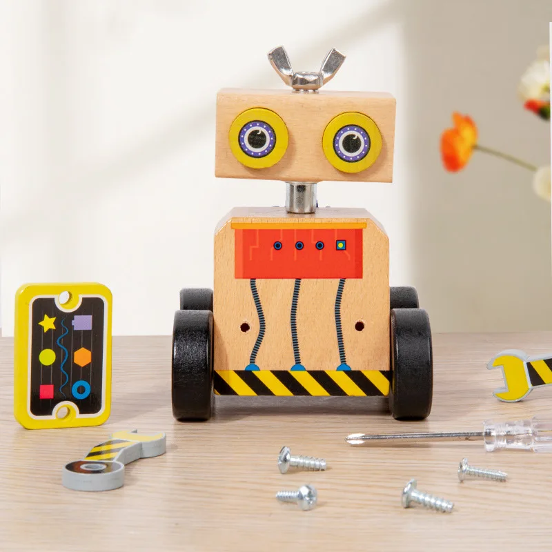 Robot d'apprentissage en bois pour enfants - Kit de construction de voiture - Jouet scientifique éducatif - Modèle scientifique pour enfants