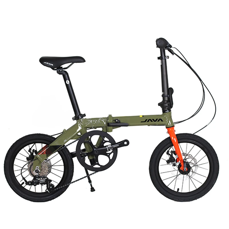 Java Folding Bicycle X1 7 Speed Disc Brake Foldable Bike 16 Inch Mini Cycling Aluminum Alloy Frame Bearing Wheel Set Adult Sport