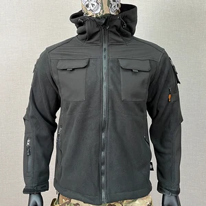 Men's Slim Crinkle Fleece Soft Shell Jacket Outdoor Splicing Camouflage Pattern Formal Style Zipper