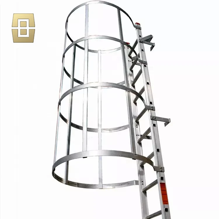 Building Material Wall Climb Ladder with Safety Cage Step Vertical Caged Ladder for Worksite Safety