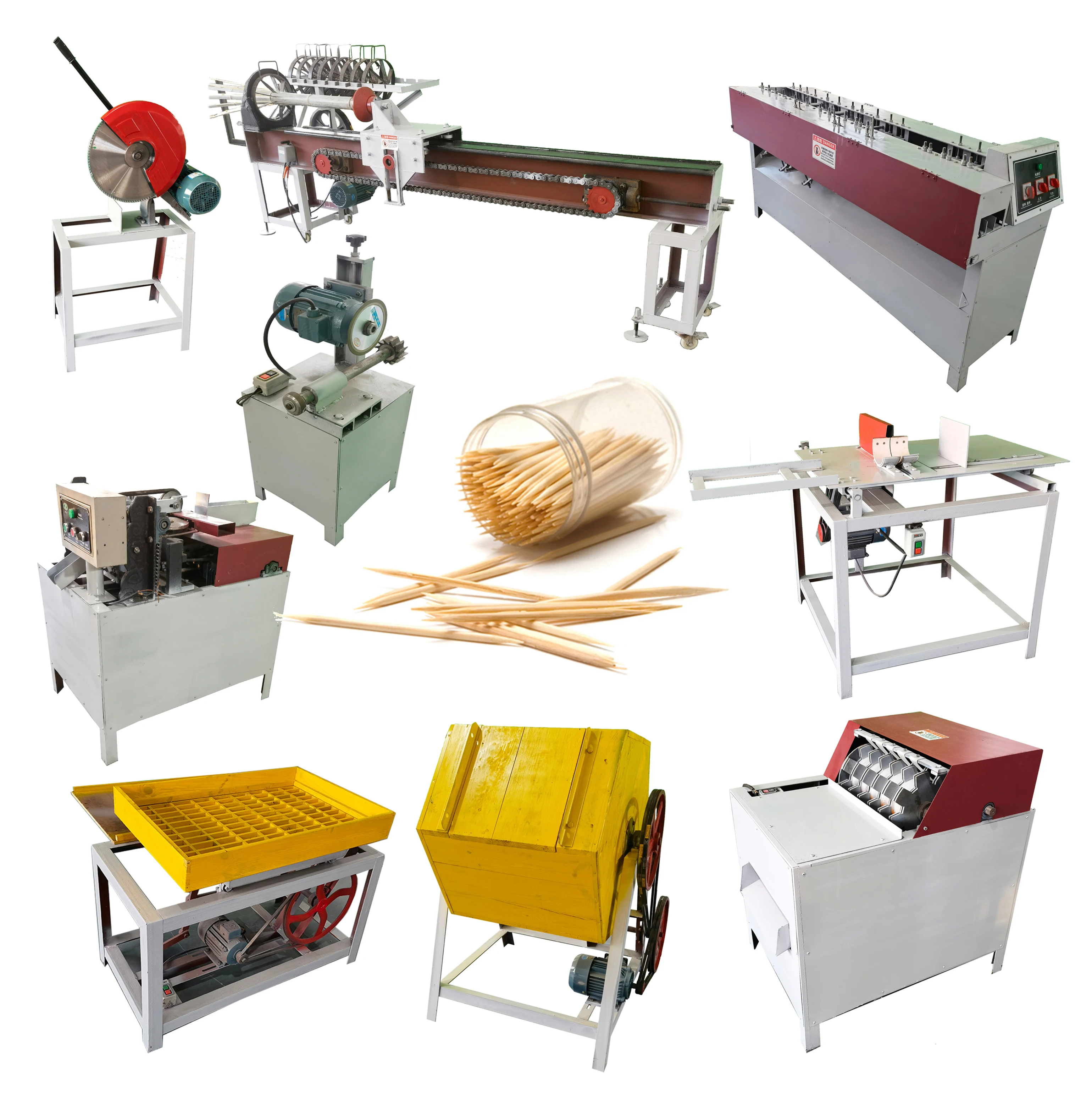 Bamboo Toothpick Making Machine Wood Tooth Pick Skewer BBQ Round Stick Chopstick Splitter Cutter Production Line