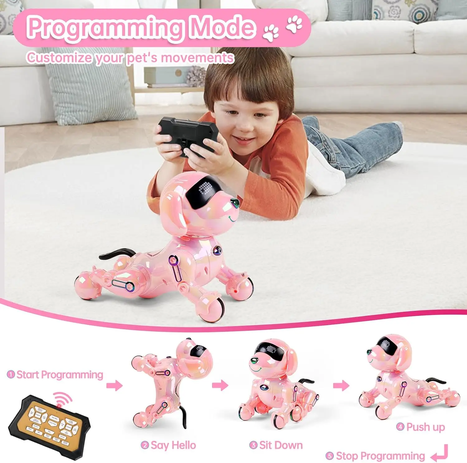 Smart and Dancing Robot Dog Toy for Kids Christmas Gift
