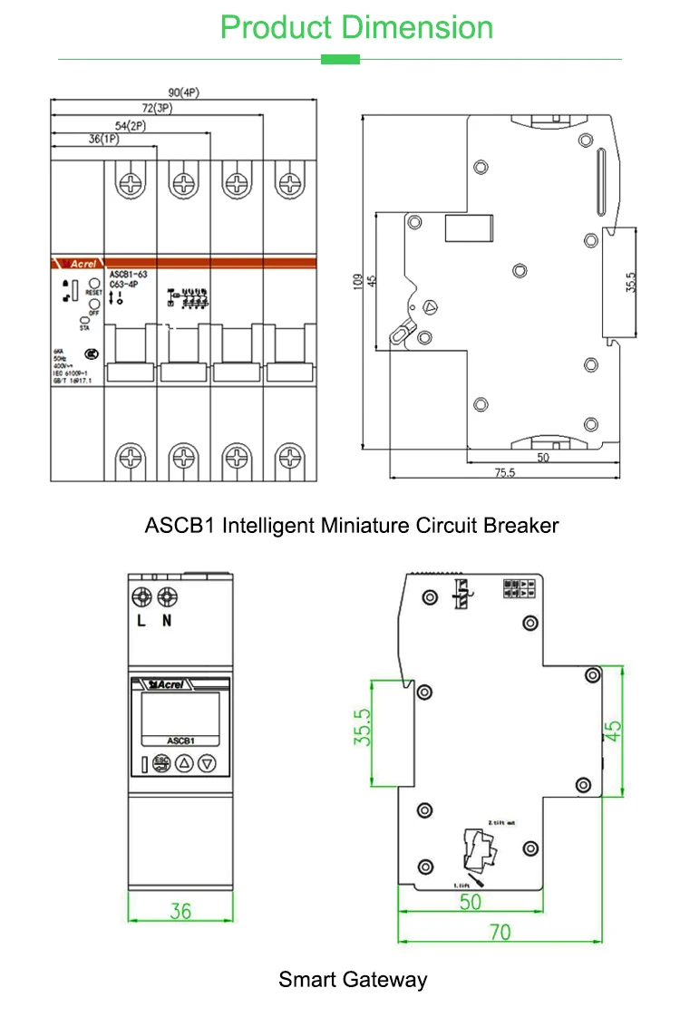 Acrel Ascb 2p Series Intelligent Circuit Breaker Optional Smart Remote Control Mcb Buy Mcb