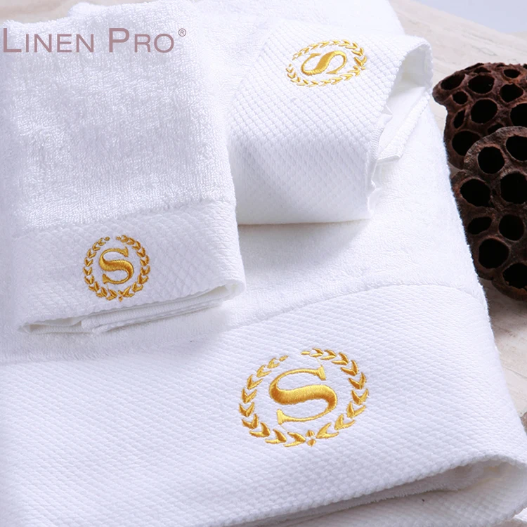 Wholesale Designer Golden Crown White Hotel Towels Manufacturer