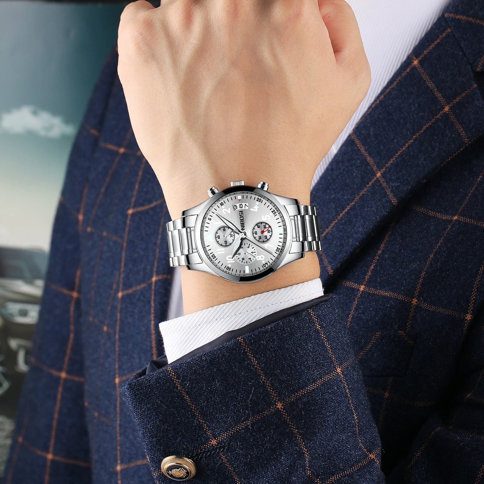 z Orologio Da Polso Curren 8322 Uomo Analogico Quarzo Business Silver