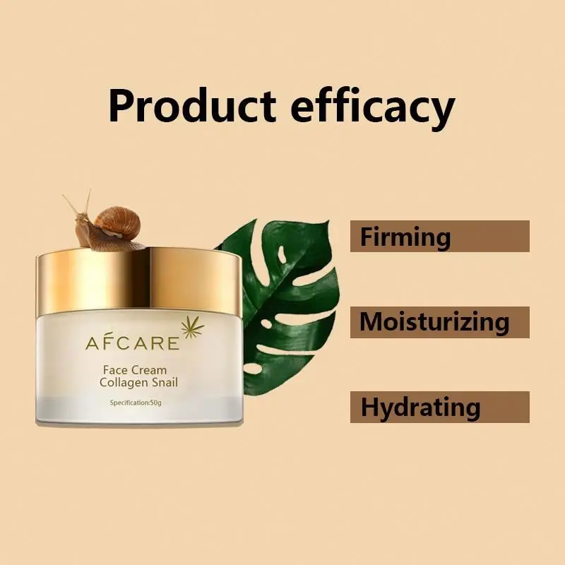 High Review Moisturizing Face Cream Anti Aging Natural Organic Collagen Snail Whitening Face Cream OEM