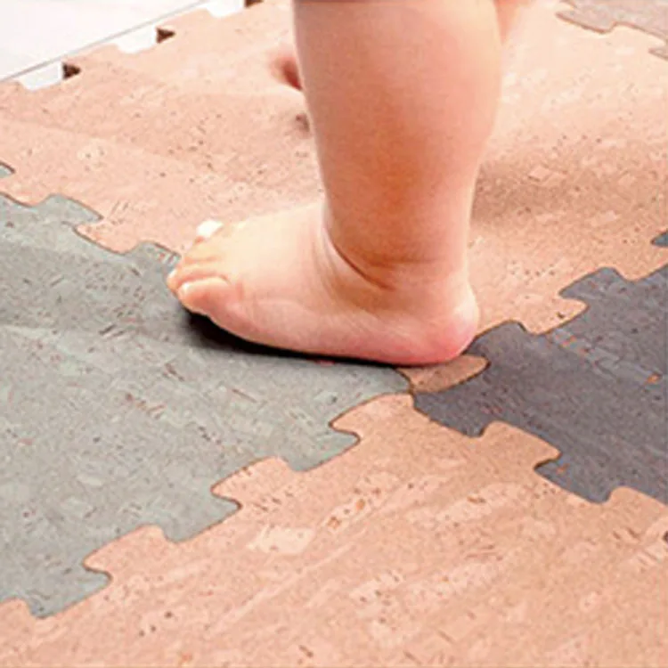 LEECORK  Interlocking Cork Puzzle Floor Mats Safety Odorless Natural Cork Play Mats for Baby /Children/Adults