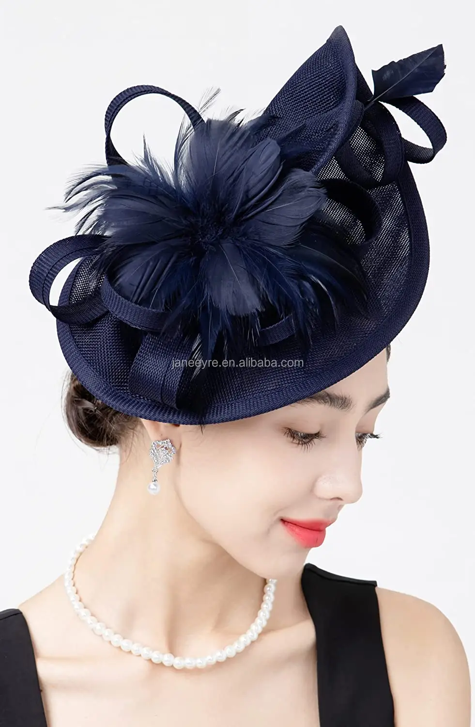 Premium Fascinators Hat For Women Derby Wedding Feather Sinamay