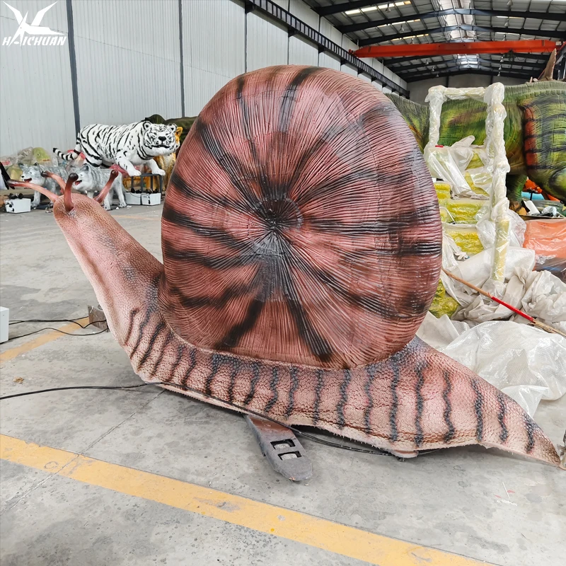 3m Long Big Size Animatronic Snail Model Sensor Infrared Moving Insect Sculpture for Theme Park