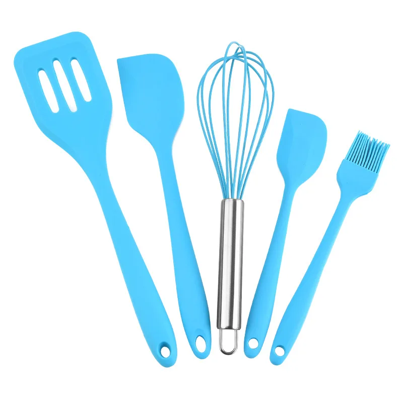 USSE Customized 5 PC Silicone Kitchenware Set Easy to Clean Silicone Cooking Kitchen Utensils Set Non-stick Heat Resistant