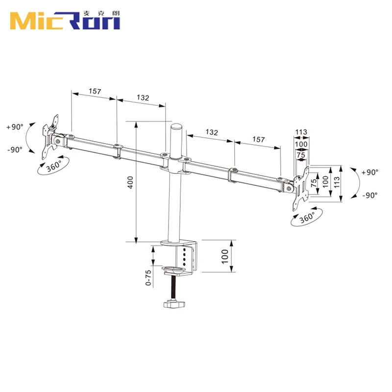 Adjustable Computer Dual Monitor Holder Arm Desk Mount Stand
