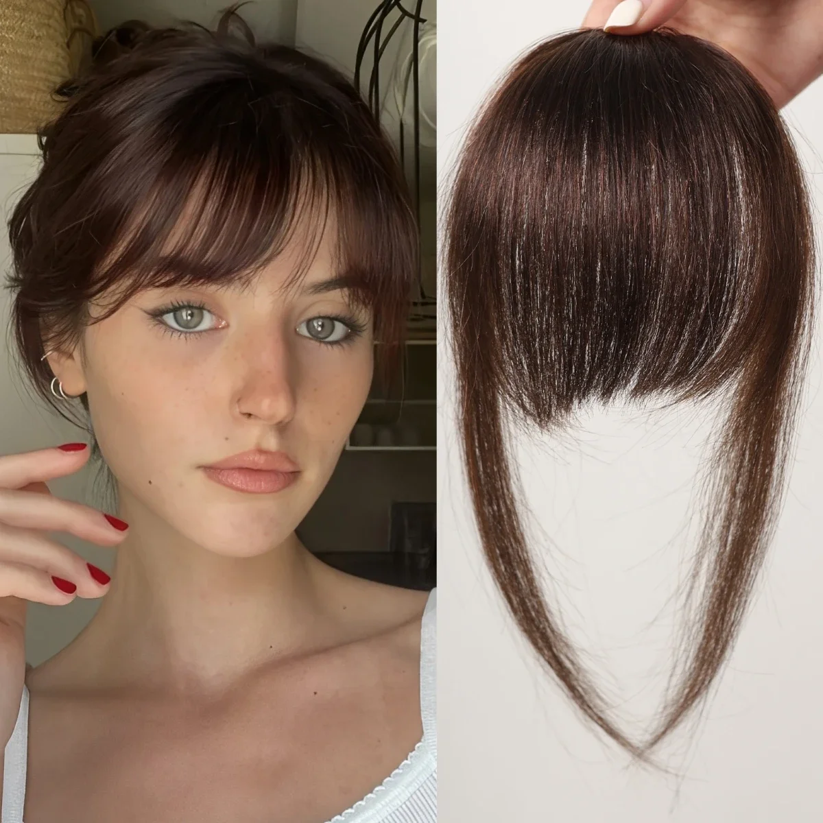 Platinum Blonde Human Hair Bangs Clip in Straight Hair Pieces for Women Blunt Bangs Extension_voghion.com