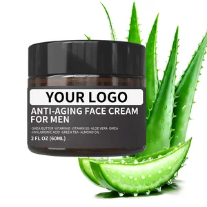Organic Moisturizing Nourishing Anti-Wrinkle Anti-Aging Men Face Cream Aloe Vera Hyaluronic Acid Shea Butter Vitamin E Green Tea