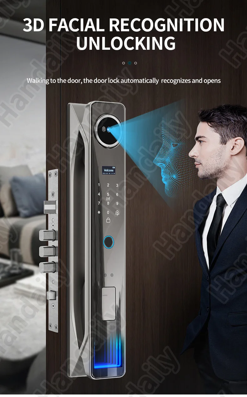 handaily video intercom 3d face authentication fingerprint door lock easy to install tuya smart lock smart home products h26-3