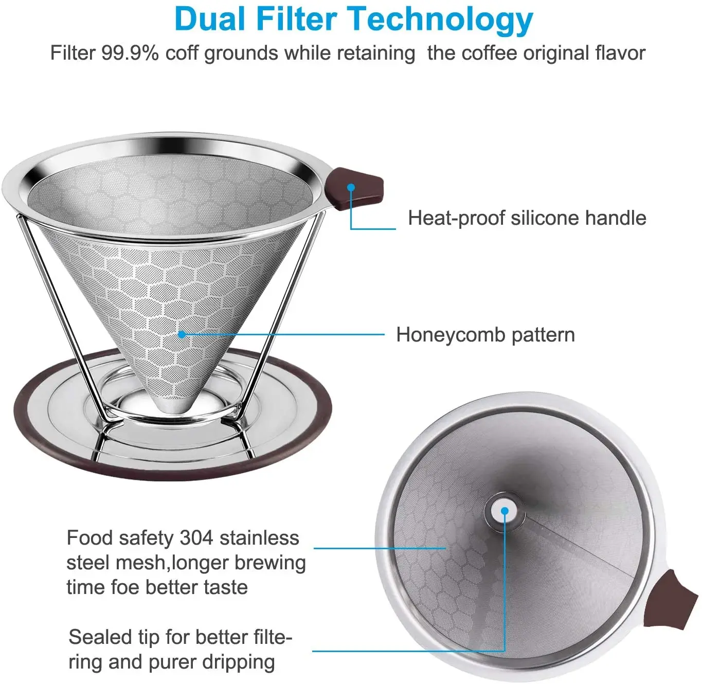 High Quality Charcoal Coffee Filter Packs Stainless Steel Filter Cup