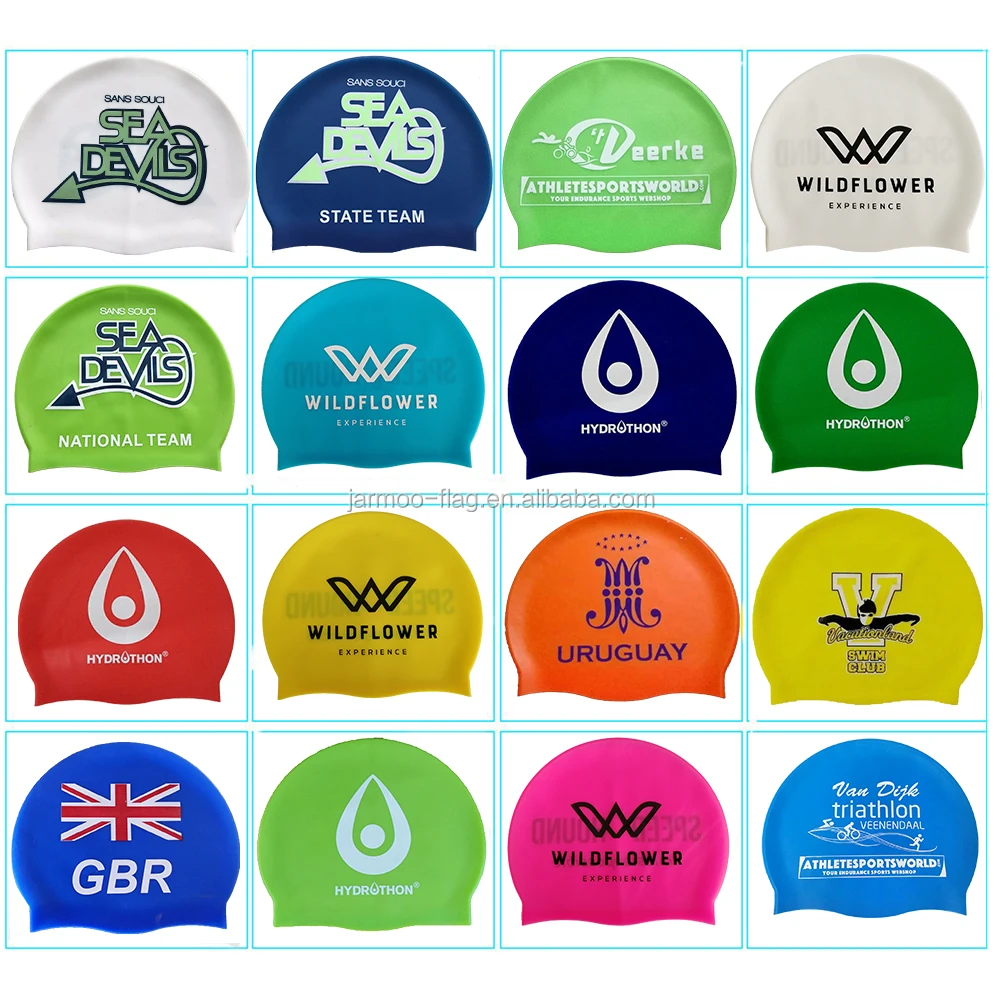 Personalized Custom Logo printing Waterproof Swim Hat Caps silicone Swimming Cap