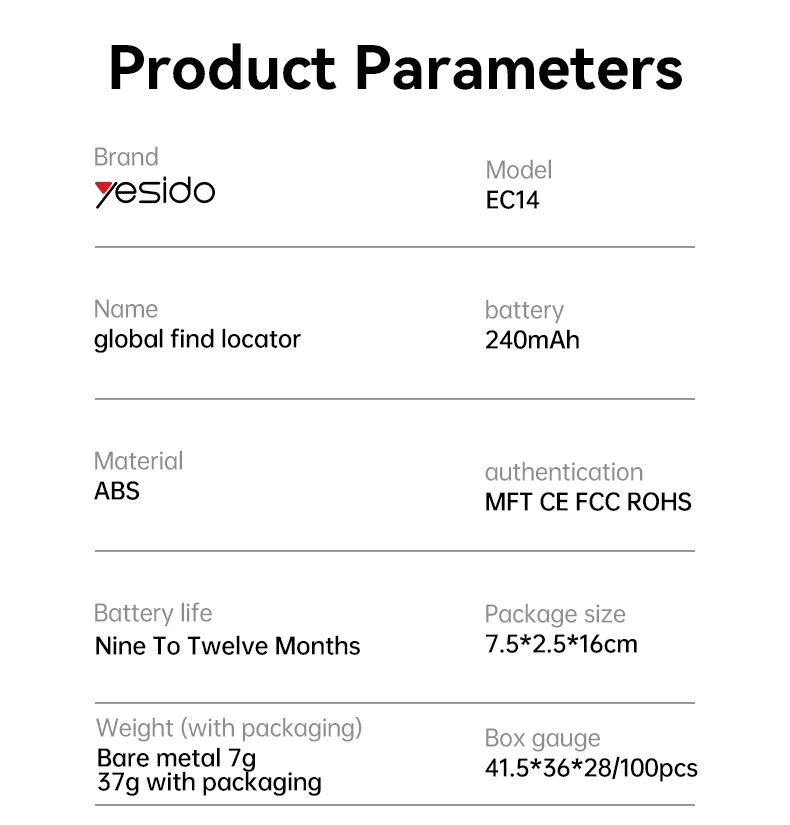 Yesido Precise Global Positioning Built-in Buzzer Long Standby Time Global Find Locator EC14