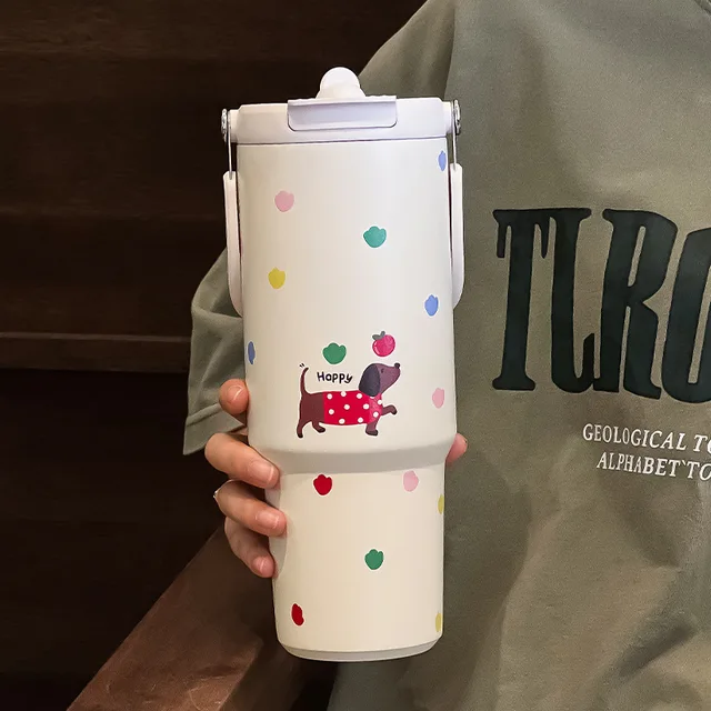 Thermal Cup Large Capacity Female High Appearance 2024 New Suction Cup Cup Student Accompany Water Cup Big Mac Ice Cup