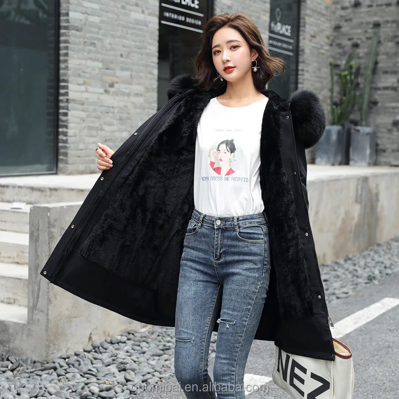 2022 Winter New Women's Cotton Clothes In The Long Hair Collar And ...
