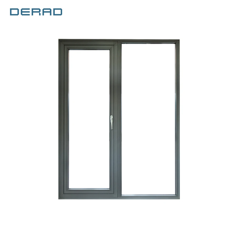 Standard double tempered glass heat insulation material aluminum casement window with fixed panel for villa building windows