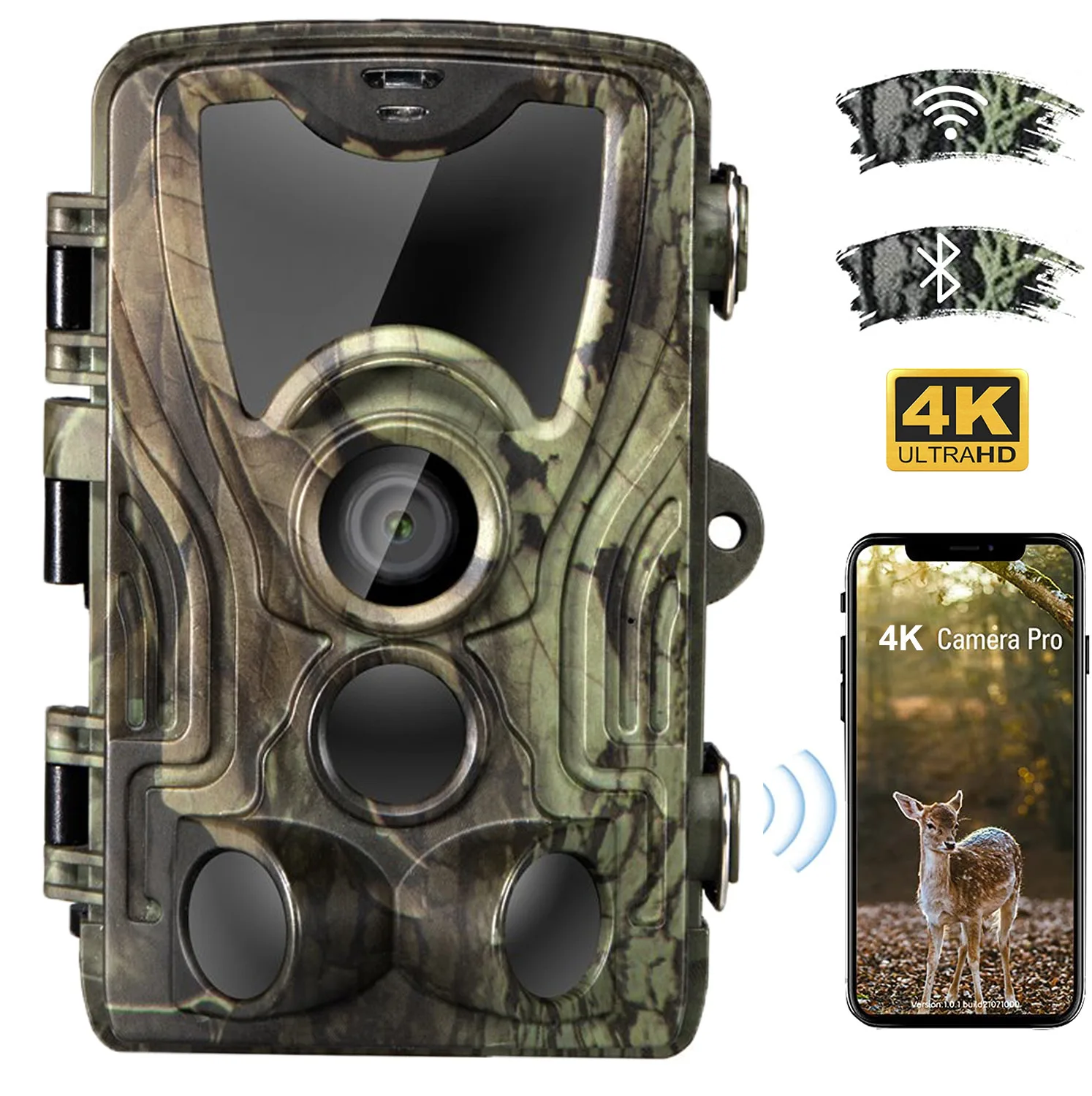 Hunting Trail 4K 30MP Trap Game Wildlife Camera MMS Wifi801Pro Support Max 256GB SD Card