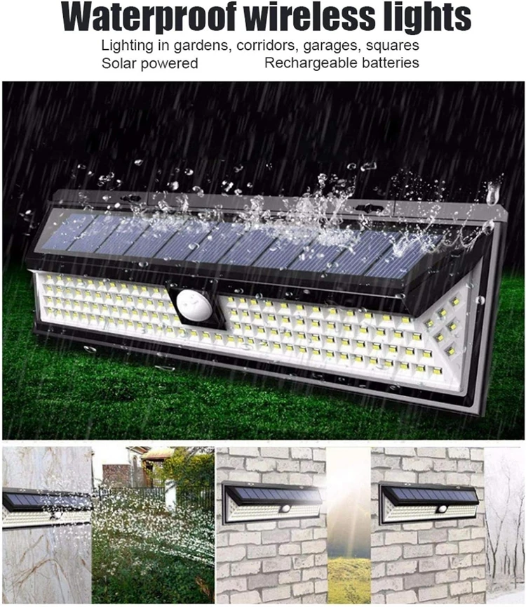 Hot Sale 3 Modes Solar LED Outdoor Wall Light 118led Solar Wall Mount Lights Outdoor Wall Light Outdoor Solar for Garden