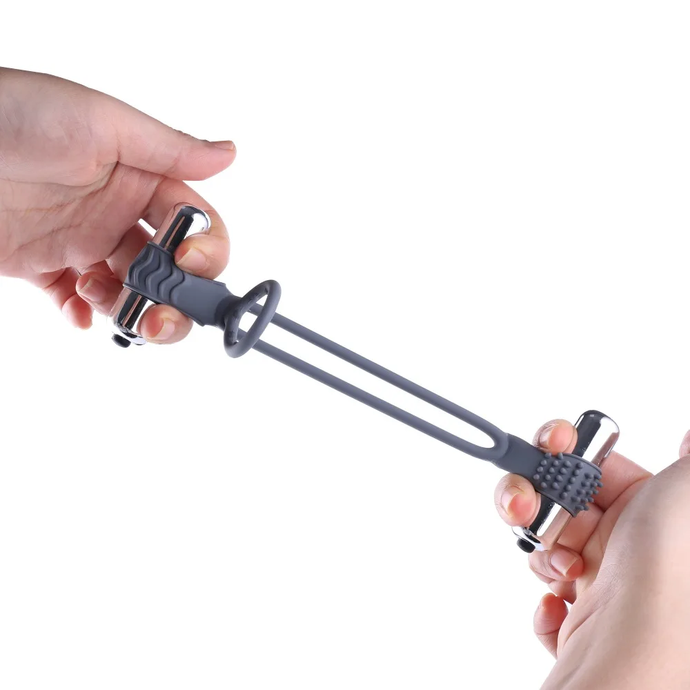Vibrating Cock Dual Rings Orgasmic Penis Rings for Male With Mini Bullet Vibrators Silicone Material Sex Toys for Couple