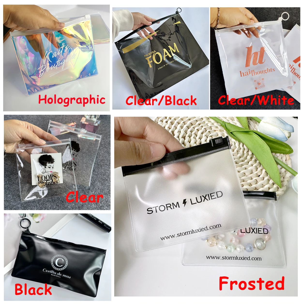 Custom Printed Clear Small Packaging Bags For Jewelry Wholesale Pvc