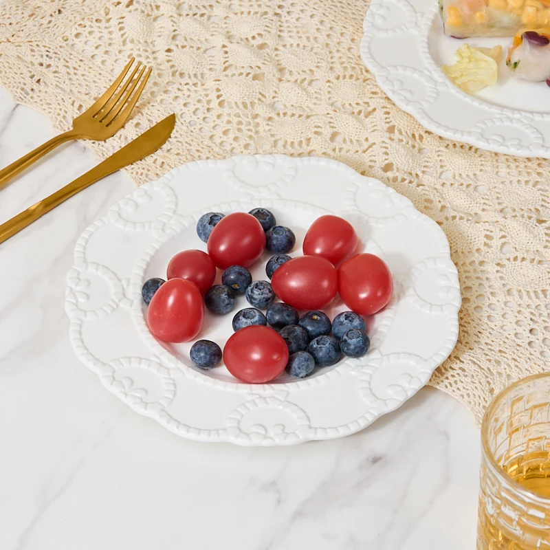 Premium Modern Embossed Dinner Plates-Dishwasher & Oven Safe Sustainable Custom Orders Welcome Commercial Use Party Hotels