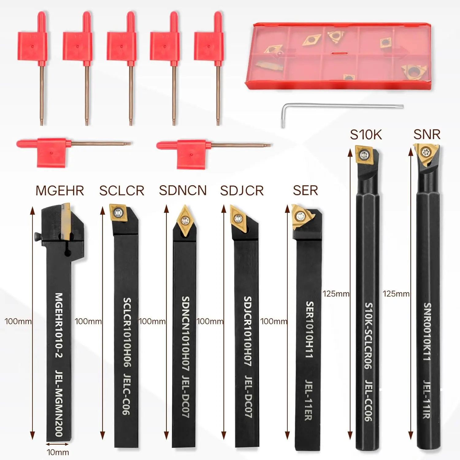 CNC Lathe Cutting Indexable Tools Turning Tool Holders Set Carbide Inserts with Box Seven Pieces Set