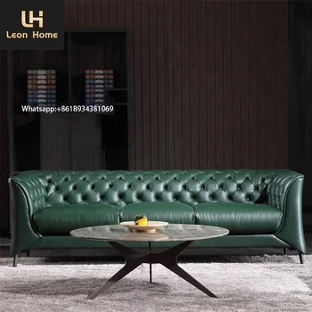 モダンな牛革グリーンレザーソファ高級ボタンソファ| Alibaba.com