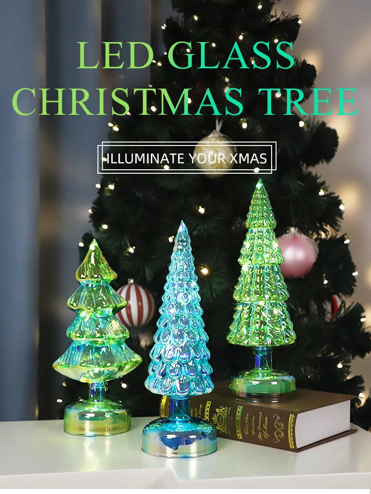 prelit cone blown glass christmas tree lights mini tabletop decorative christmas tree supplier