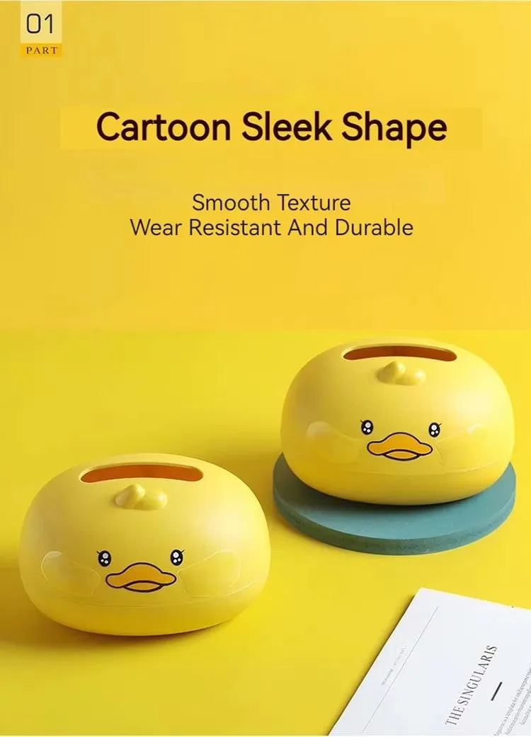 Yellow Duck Shape Desktop Dustproof Little Carton Holder Simple Household Plastic Tissue Box details