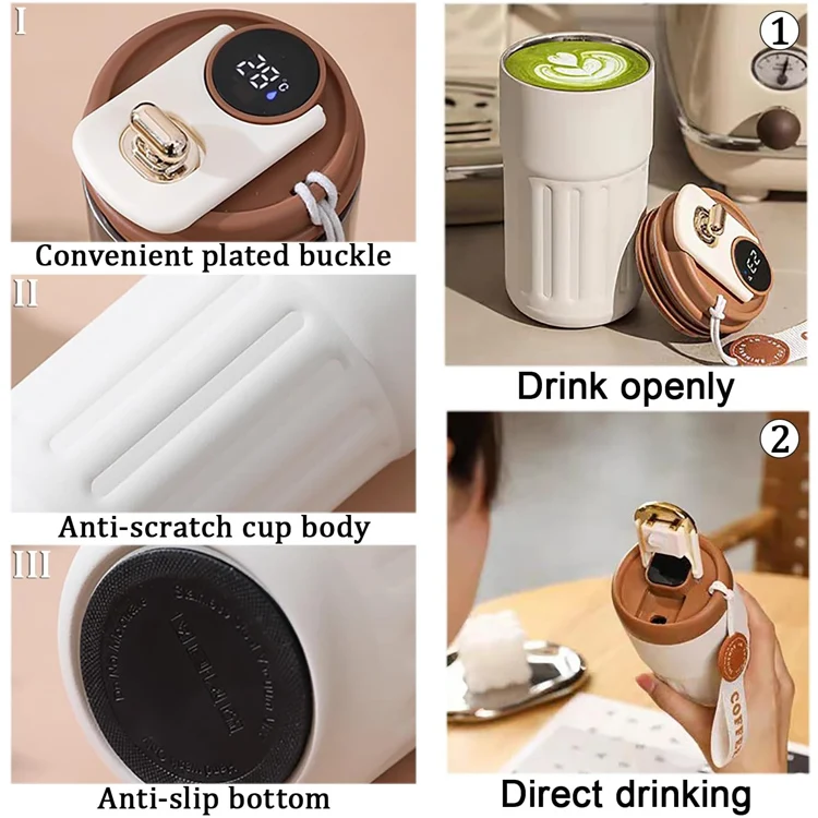 Custom Logo Led Smart Temperature Control Thermal Travel Coffee Mug Cups With Built-In Battery