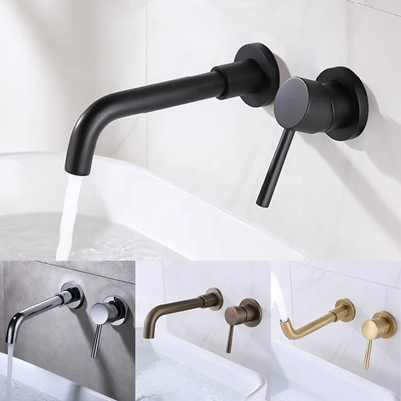 Wall Mounted Brass Basin Faucet Single Handle Mixer Tap Hot Cold Bathroom Water Tap