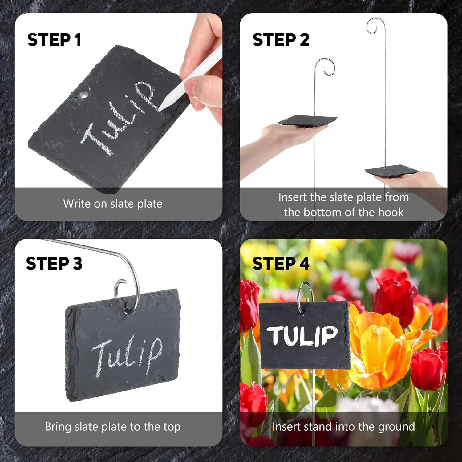 Slate Labels Plant Labels, Reusable Slate Plant Markers Natural Weatherproof Garden ...