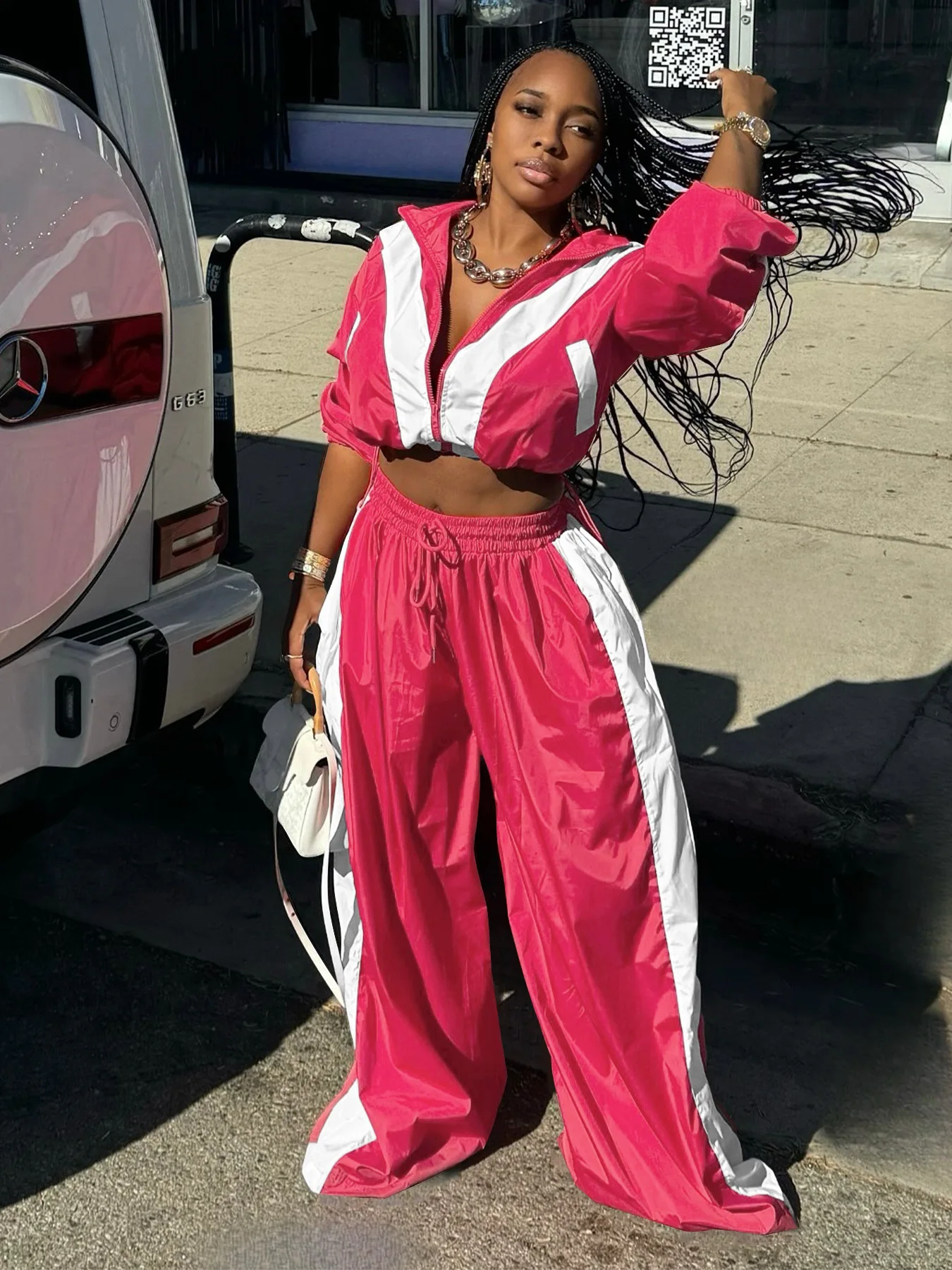 Casual Oversized Women's Jogger Set: Zip-Up Jacket & Sweatpants