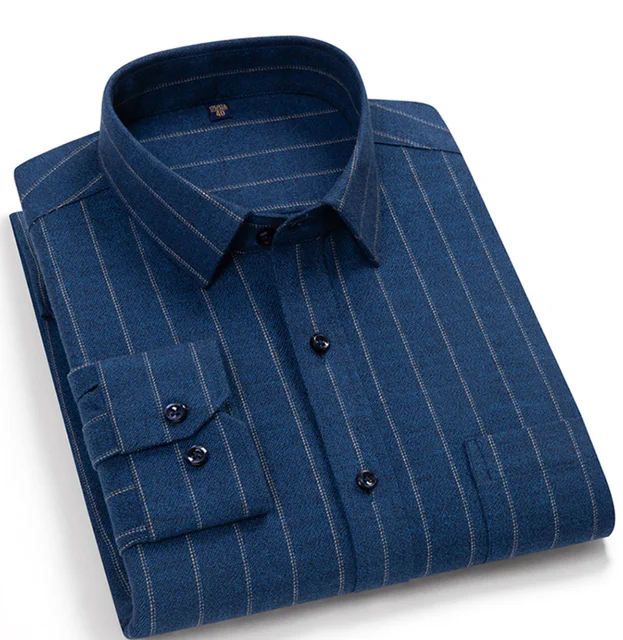 2024 Spring and Autumn custom men shirts casual luxury plaid dress Flannel men's warm long sleeve  business shirt
