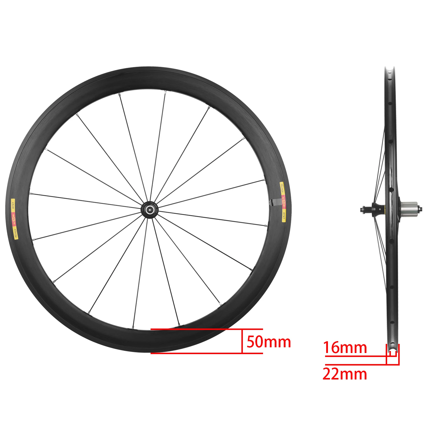 RUJIXU 700C UltraLight Road Bike Wheelset with 30mm Rim Depth V/C