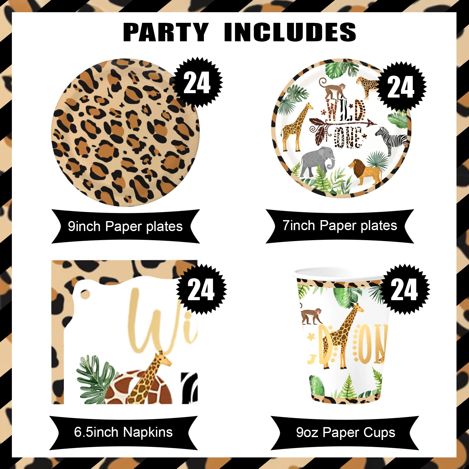 Source Nicro Wild One Theme Tableware Disposable Paper Plates Napkins Jungle  Forest Animal Baby Shower 1st Birthday Party Supplies Set on m.alibaba.com